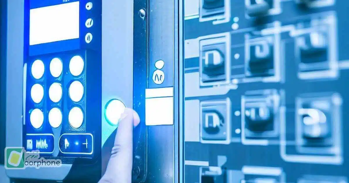 انگشت یک انسان که در حال استفاده از دستگاه اکسس کنترل است که از فناوری RFID بهره می برد